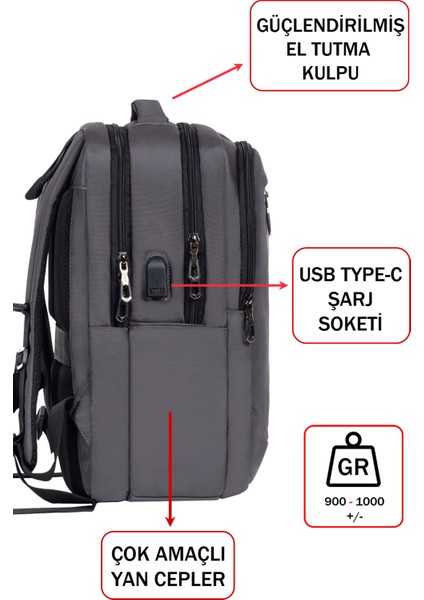 Erkek Sırt Çantası Okul Iş Günlük Kullanım USB Aparat Ortopedik Sırt ve Omuz Askısı 14 Inç fırsatları