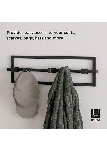 Cubiko Duvara Monte, Modern, Şık, Yer Tasarruflu Askı, Kaban, Eşarp, Cüzdan ve Daha Fazlasını Asmak Için Geri Çekilebilir Kancalı Askı, 5, Siyah indirimleri