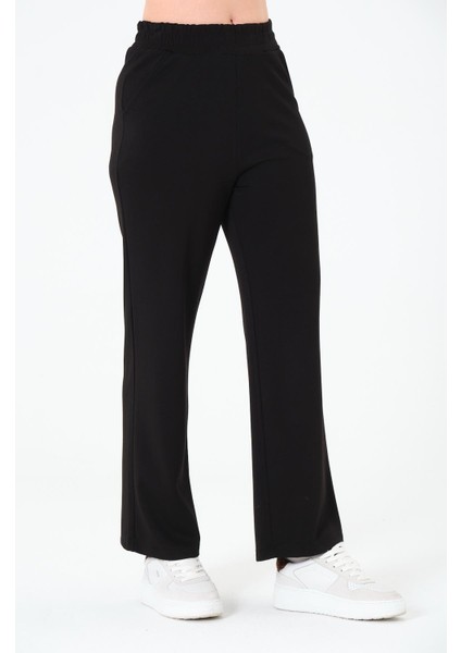 Modal Rahat Kesim Beli Lastikli Bol Paça Pantolon Ekru modelleri