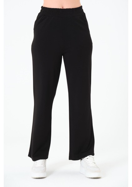 Modal Rahat Kesim Beli Lastikli Bol Paça Pantolon Ekru indirimleri