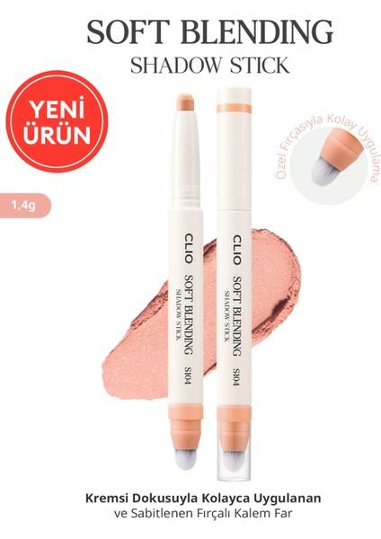 Kremsi, Kolayca Uygulanan ve Sabitlenen Fırçalı Kalem Far Clıo Soft Blending Shadow Stick (S104)