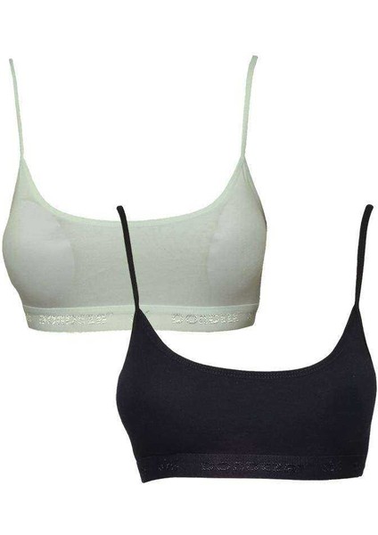 Pedli Ip Askılı Krem ve Siyah Büstiyer 2 Adet