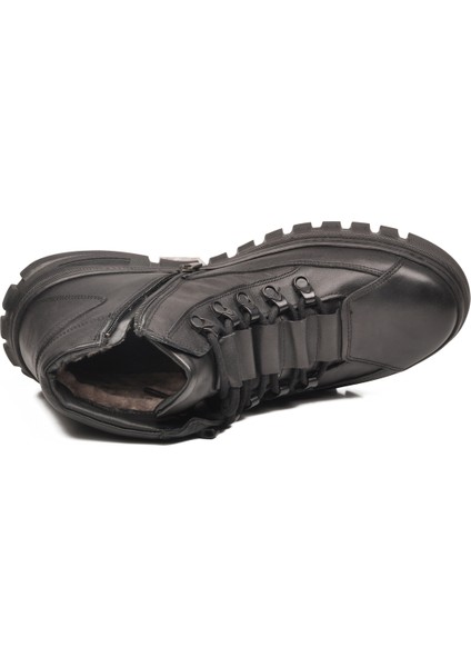 Siyah Deri Kürklü Soğuğa Dirençli Kaymaz Erkek Bot 2K0621-HK-3506 M fırsatları