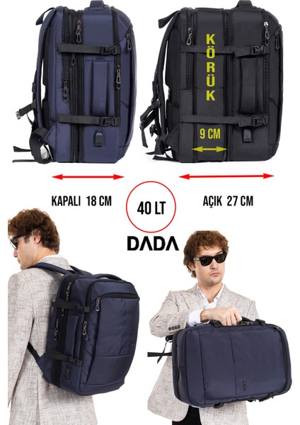 Fonksiyonel Körüklü Erkek Sırt ve Seyahat Çantası 15,6 Inç 40 Litre USB Type-C Aparat Ortopedik indirimleri