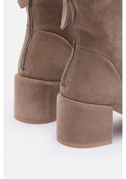 Bestyle Mugo %100 Vizon Süet 5,5 cm Topuklu Kadın Bot