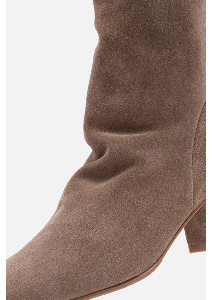 Bestyle Mugo %100 Vizon Süet 5,5 cm Topuklu Kadın Bot