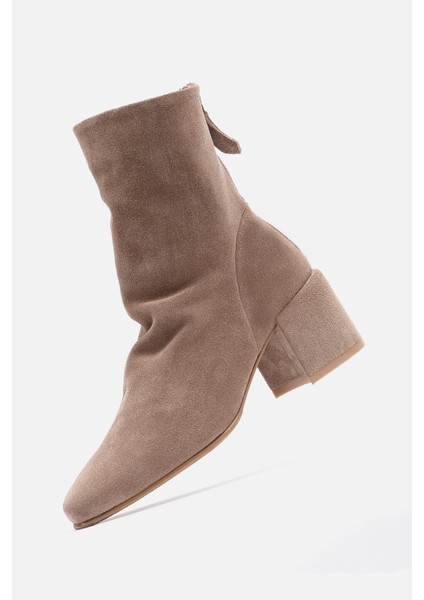 Bestyle Mugo %100 Vizon Süet 5,5 cm Topuklu Kadın Bot