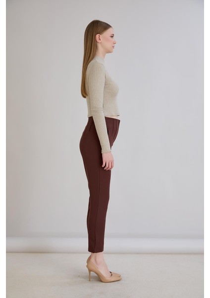 Bel Nervürlü Kemersiz Sahte Cep Detaylı Cigarette Pantolon indirimleri