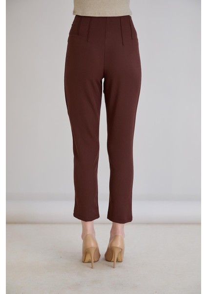 Bel Nervürlü Kemersiz Sahte Cep Detaylı Cigarette Pantolon