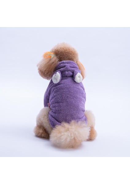 Lila Lucca Teddy Ayı Kulaklı Peluş Köpek Kıyafeti Kedi Kıyafeti Köpek Sweati