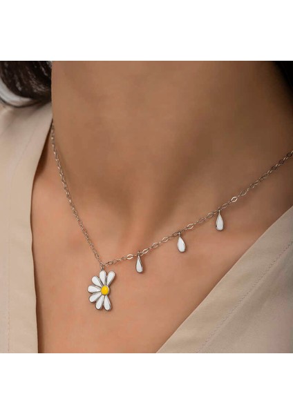 925 Ayar Gümüş Papatya Seviyor Sevmiyor Bayan Gümüş Kolye T5979 (802802) indirimleri