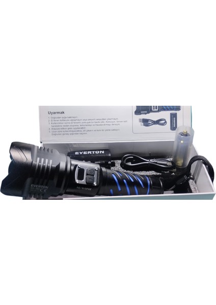 RT-397 Profesyonel El Feneri | 50W – 5000 Lümen – 4800 Mah – 5 Mod – Type-C – Zoomlu – Dijital Göstergeli