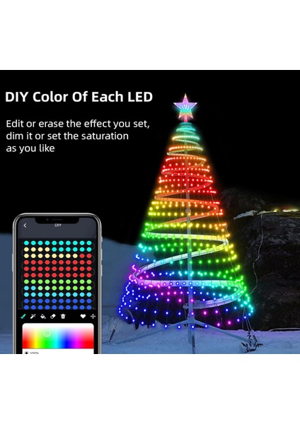 Noel Dekor App Uygulama Kontrolü Dıy Işık LED Noel Ağacı Dekoratif Işık Akıllı Ideal LED