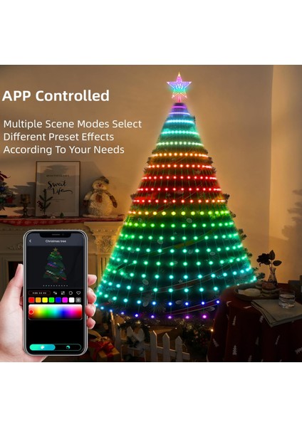 Noel Dekor App Uygulama Kontrolü Dıy Işık LED Noel Ağacı Dekoratif Işık Akıllı Ideal LED modelleri