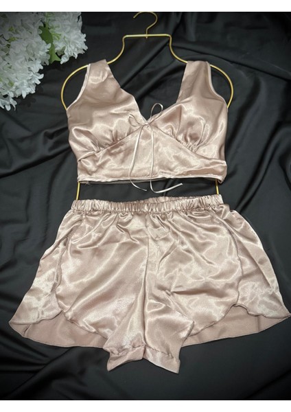 Moongırl Saten Şortlu Pijama Gecelik Takım