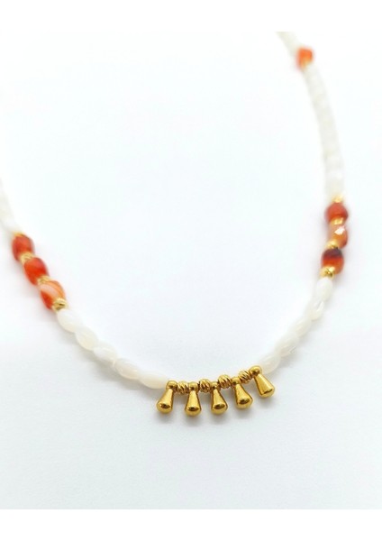 Karnelyan Akik ve Sedef Kolye - Denge, Zarafet ve Içsel Güç fiyatları