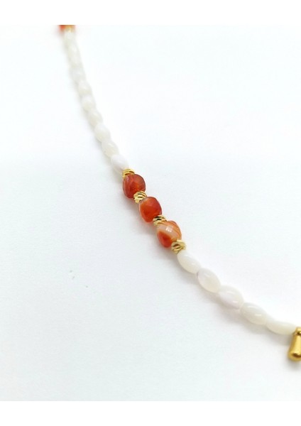 Karnelyan Akik ve Sedef Kolye - Denge, Zarafet ve Içsel Güç modelleri