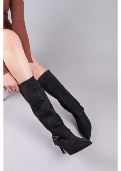 VAYZATA Kemerli Süet Çekme Çizme SİYAH indirimleri