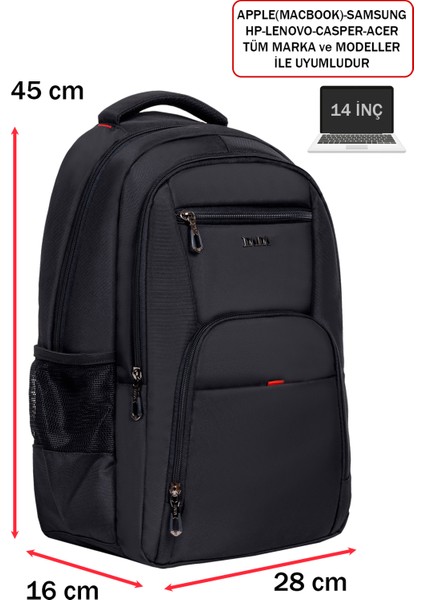 Erkek Sırt Çantası Okul Iş Günlük Kullanım USB Aparat Ortopedik Sırt ve Omuz Askısı 14 Inç modelleri