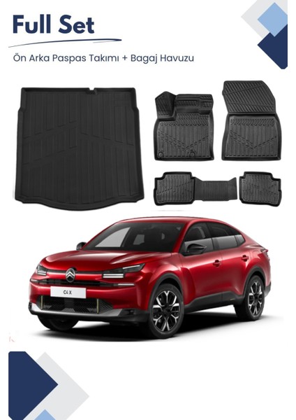 Citroen C4X Elektrikli 2024 Model Tam Uyumlu Paspas+Bagaj Havuzu Seti