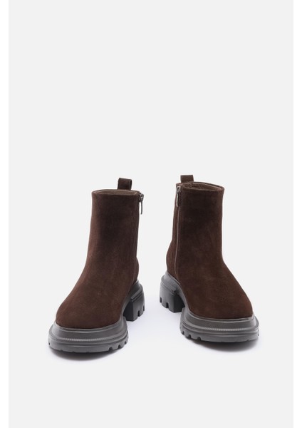 Bestyle Brand Kadın Acı Kahve %100 Gerçek Süet Deri Eva Tabanlı Bot