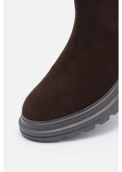 Bestyle Brand Kadın Acı Kahve %100 Gerçek Süet Deri Eva Tabanlı Bot