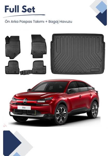 Citroen C4 Elektrikli 2025 Model Tam Uyumlu Paspas+Üst Bagaj Havuzu Seti