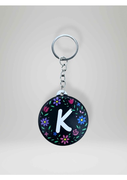 K Harf Kişiye Özel Harfli Çiçek Desenli Plastik Anahtarlık Şişe Açacağı Hem Şık Hem Kullanışlı Hediye Seçeneği