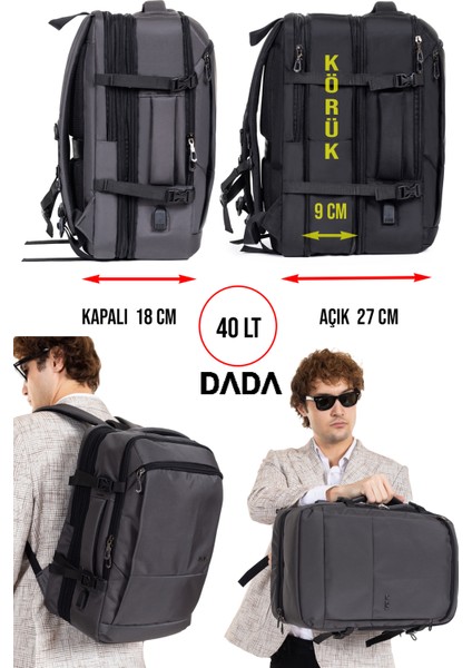 Fonksiyonel Körüklü Erkek Sırt ve Seyahat Çantası 15,6 Inç 40 Litre USB Type-C Aparat Ortopedik indirimleri