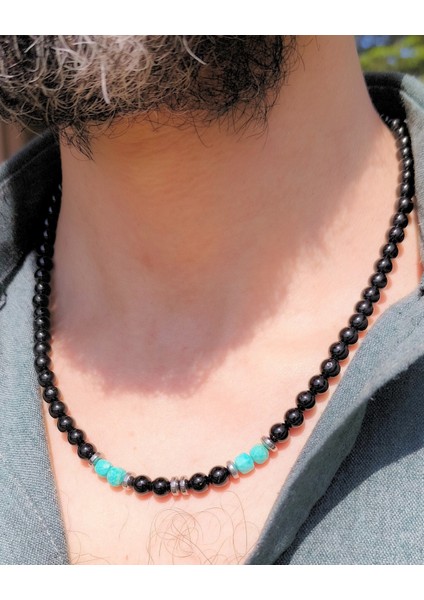 Turmalin ve Firuze Erkek Kolye