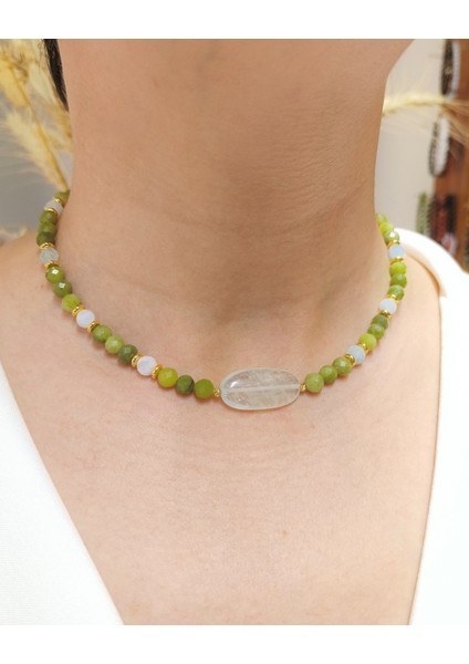 Yeşim ve Akuamarin Kolye - Huzur, Uyum ve Kalpten Iletişim