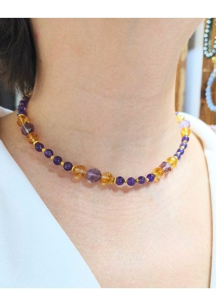 Ametist ve Sitrin Kolye