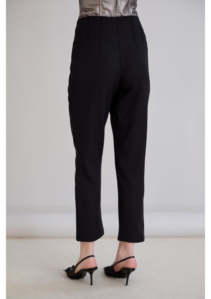 Bel Nervürlü Kemersiz Sahte Cep Detaylı Cigarette Pantolon