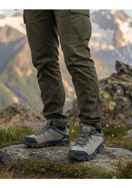 HM1520 Hakiki Deri Su Geçirmez Haki Renk Erkek Günlük ve Outdoor Ayakkabı