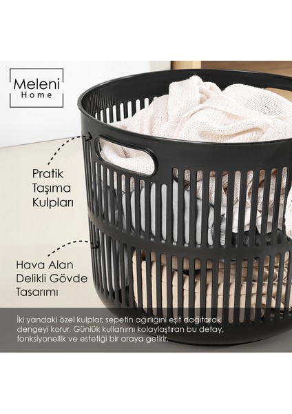 2'li Solara Çamaşır Sepeti Seti - 60 Lt Kapak Detaylı Kirli Sepeti, 22 Lt Çamaşır Sepeti Siyah fırsatları