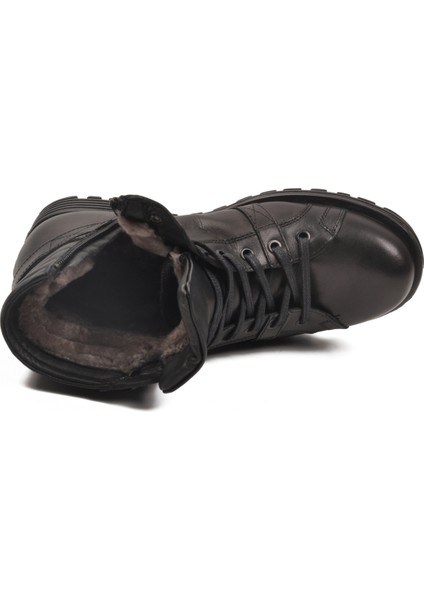 Siyah Deri Kürklü Soğuğa Dirençli Kaymaz Erkek Bot 2K1426-HK-700 M fırsatları