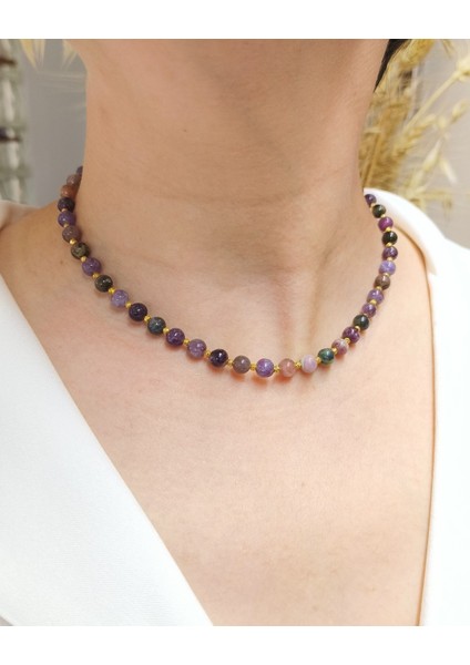 Enerjinizi Yükseltin - Renkli Turmalin Kolye - 6 mm