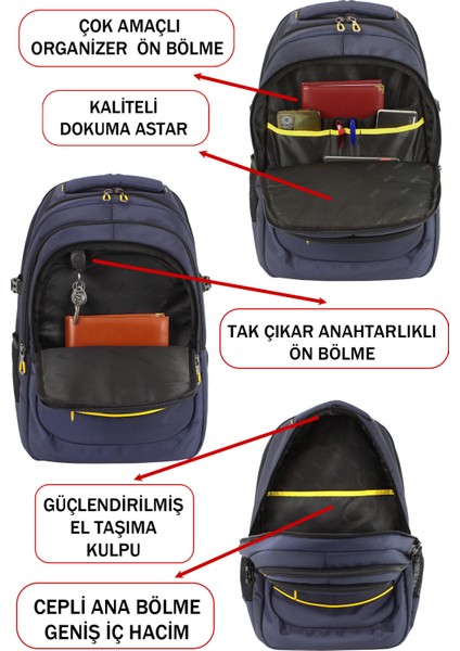 Büyük Boy Erkek Sırt Çantası 60 Litre USB Type-C Aparat Ortopedik Sırt ve Omuz Askısı 15,6/17,3 Inç modelleri