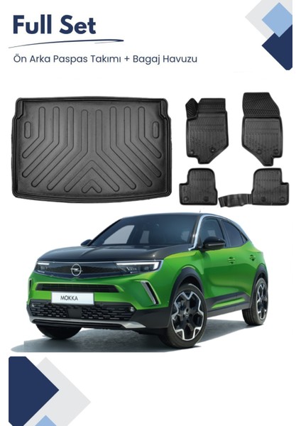 Opel Mokka Elektrikli 2022-2023-2024-2025 Model Tam Uyumlu Paspas+Üst Bagaj Havuzu Seti
