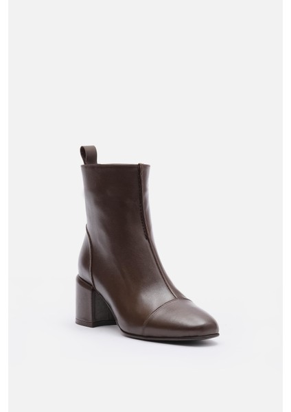 Bestyle Gerçek Deri Kahve Fermuarlı Topuklu Bot fiyatları