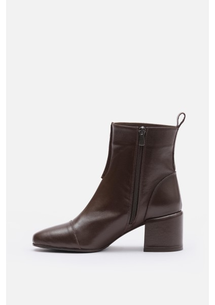 Bestyle Gerçek Deri Kahve Fermuarlı Topuklu Bot modelleri