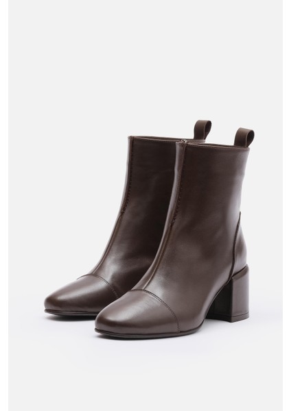 Bestyle Gerçek Deri Kahve Fermuarlı Topuklu Bot fırsatları