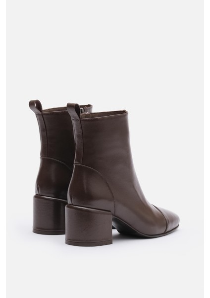 Bestyle Gerçek Deri Kahve Fermuarlı Topuklu Bot indirimleri