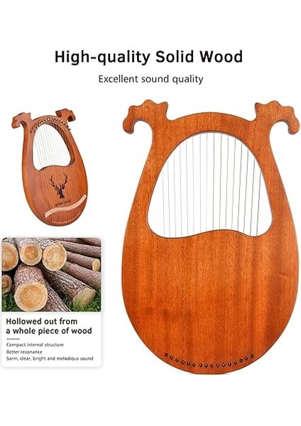 16 Telli Lir Arp Masif Ahşap Telli Çalgı Elk Desenli Ayarlama Çekici Telleri Tem Bezi Penaları Yeni Başlayanlar Için fiyatları