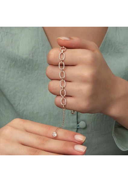 925 Ayar Gümüş Rose Oval Taşlı Bileklik T5853 (802802) fırsatları