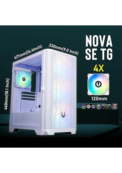 Nova Mesh Se Tg Pc Kasası, Oyun Bilgisayarı Kulesi, 4 Takılmış Argb Fanı, Argb Denetleyici, Ağ Ön, Sertleştirilmiş Cam, Mükemmel Kablo Yönetimi, Beyaz fiyatları