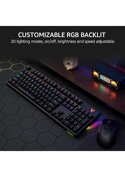 V500PRO Mekanik Oyun Klavyesi, 104 Anti-Gölgelenme Tuşu, Özelleştirilebilir Rgb Arka Aydınlatma, Multimedya Kısayol Tuşları, Çıkar modelleri