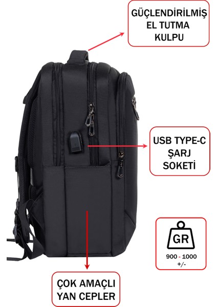 Erkek Sırt Çantası Okul Iş Günlük Kullanım USB Aparat Ortopedik Sırt ve Omuz Askısı 14 Inç fırsatları