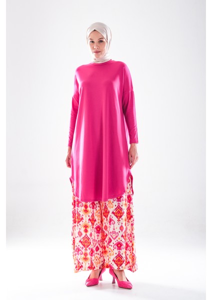 2272_KADIN Etnik Desenli Cepli Pamuk Dokuma Pantolon Etek – Rahat Kesim Uzun Etek Pantolon