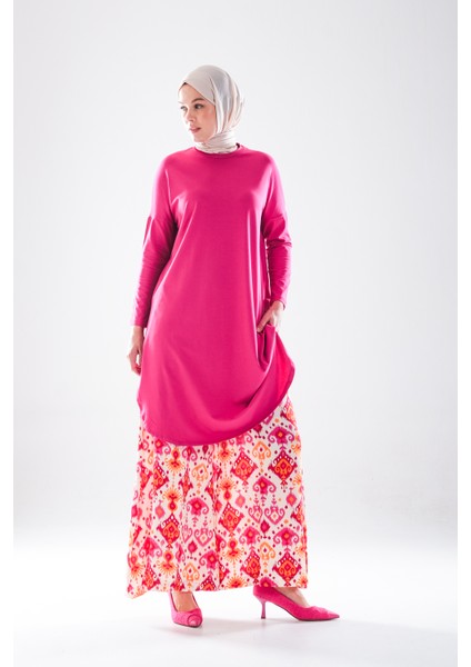 2272_KADIN Etnik Desenli Cepli Pamuk Dokuma Pantolon Etek – Rahat Kesim Uzun Etek Pantolon modelleri